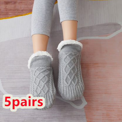 Winter Woolen Socks - Thick Indoor Slipper Socks With Non Slip Grip
