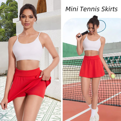 High Waist Tennis Skirt | Women's Cotton Blend Sports Skort | Breathable Activewear