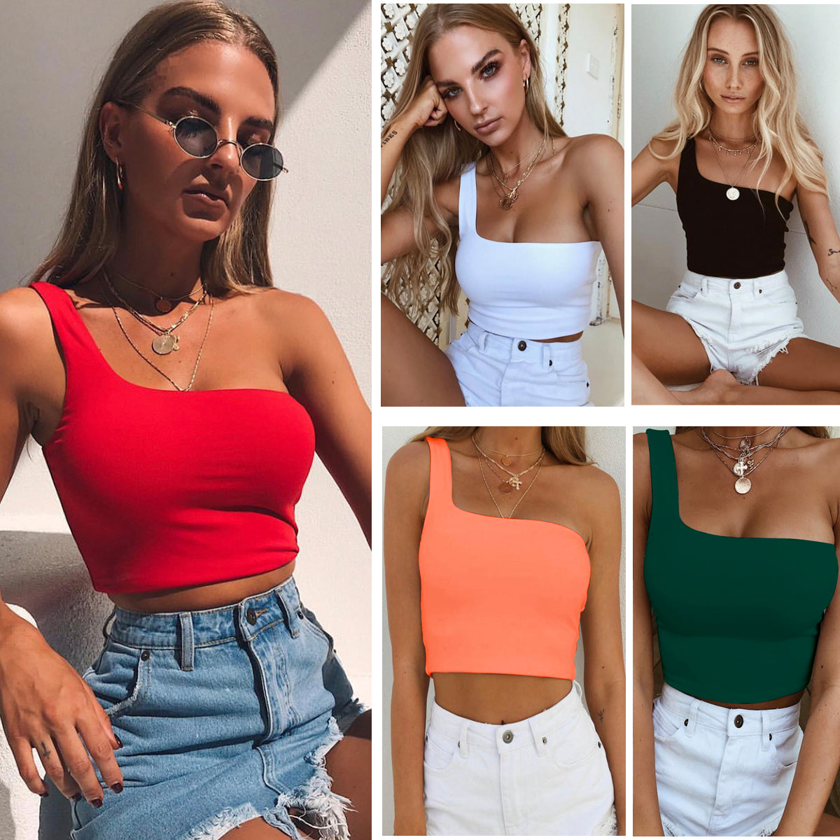 One Shoulder Crop Top - Sleeveless Slim Fit Vest | Lightweight Summer Casual Wear