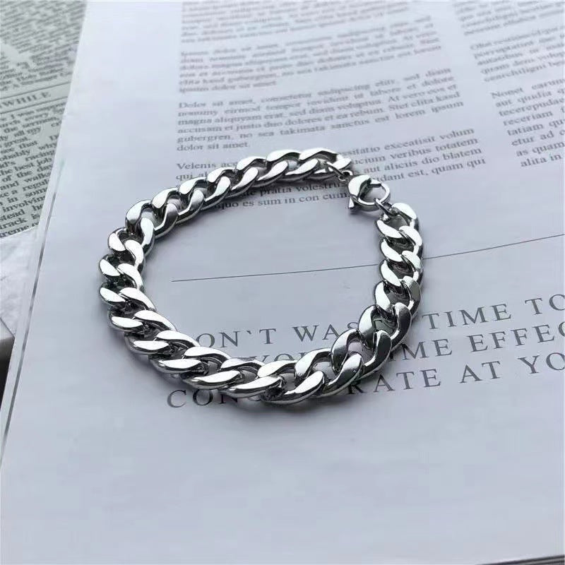 Cuban Chain Bracelet Men’s Titanium Steel | Durable Electroplated Link 21cm