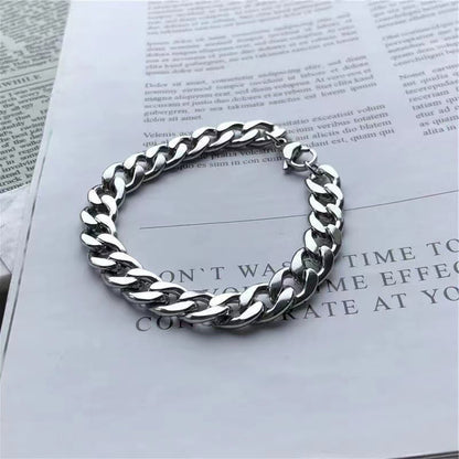 Cuban Chain Bracelet Men’s Titanium Steel | Durable Electroplated Link 21cm