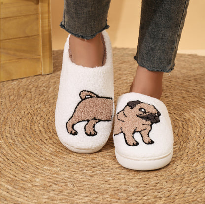 Women's Cotton Slippers – Warm Plush Winter Home Footwear With TPR Sole