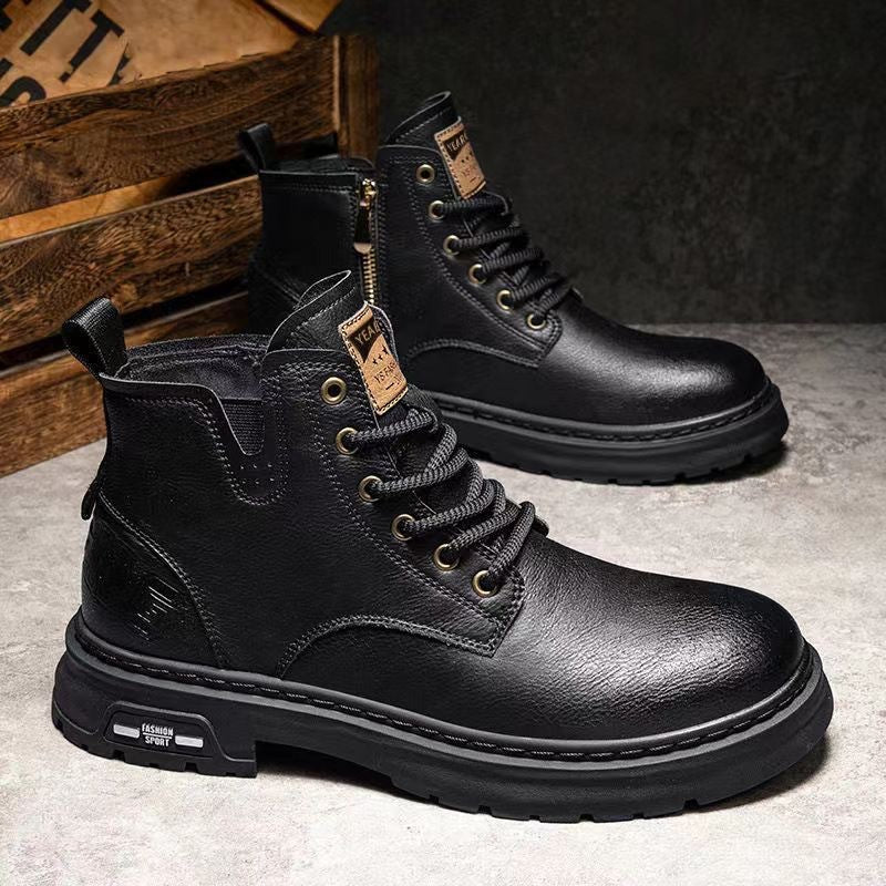 Work Ankle Boots | Retro British Style Martin Boots For Men | Durable PU Footwear