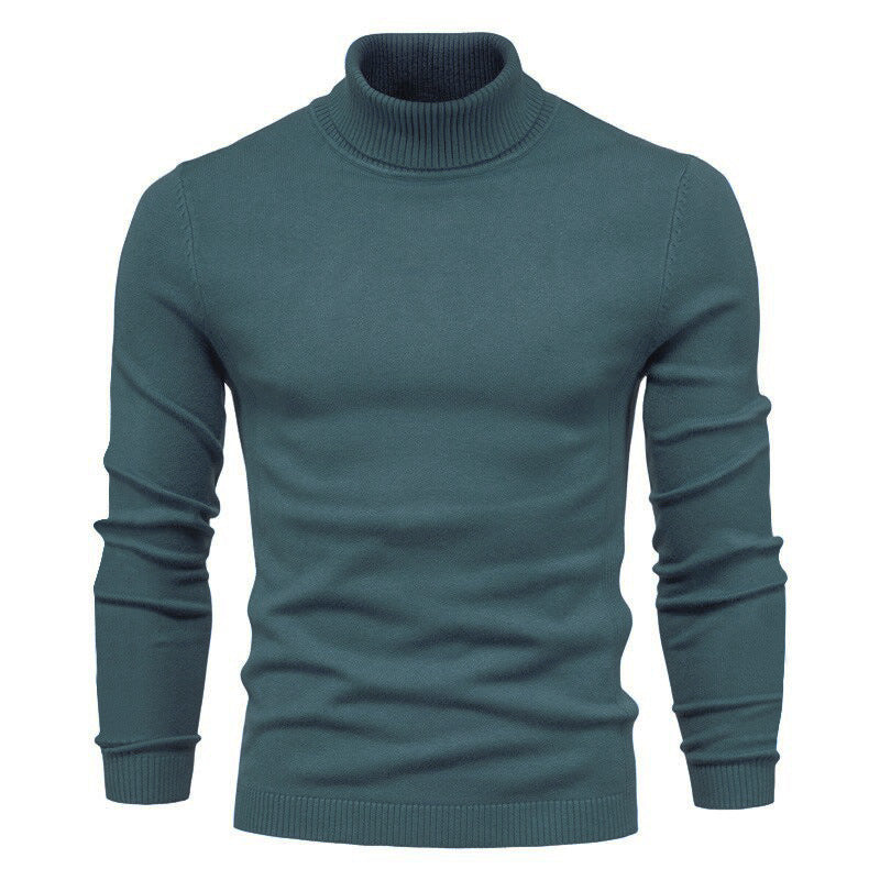 Slim Pullover Sweater For Men | Solid Color Turtleneck | Winter Casual Tops