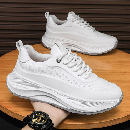Thick-Soled Sports Shoes Men’s Breathable Sneakers Lace-Up Casual Height Increasing