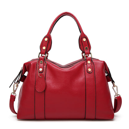Women Shoulder Bag - Fashion Casual PU Leather Handbag With Lychee Pattern