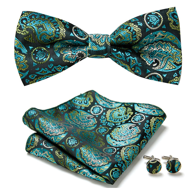 Stylish Bow Ties Set – Men's Floral Polyester Three Piece Tie Set