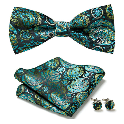 Stylish Bow Ties Set – Men's Floral Polyester Three Piece Tie Set