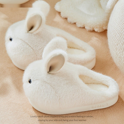 Rabbit Plush Slippers – Cozy Cotton House Shoes For Women’s Home Comfort