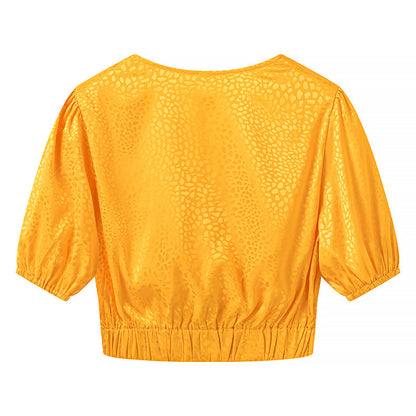 Three-color Cross Short-sleeved V-neck Shirt