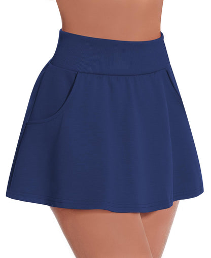High Waist Tennis Skirt | Women's Cotton Blend Sports Skort | Breathable Activewear