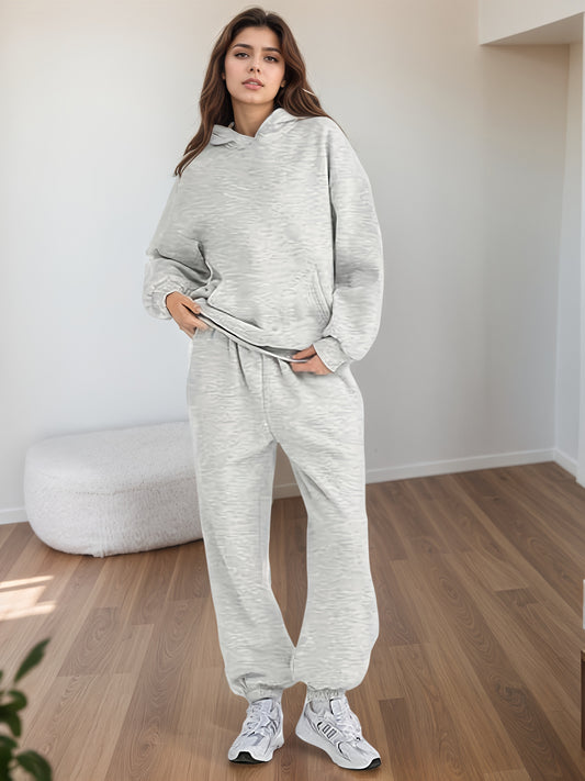 Oversized Sweatsuit Set – 2 Piece Lounge Hoodie And Baggy Sweatpants With Pockets