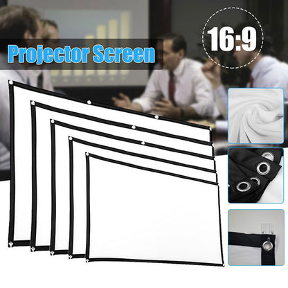 Multiple white projector screens with black borders in 16:9 aspect ratio for business or home use