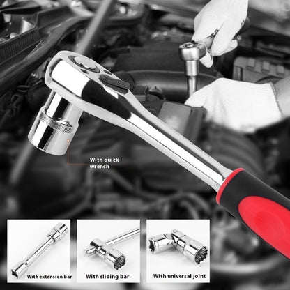 12-point socket wrench set with quick wrench, extension bar, sliding bar, and universal joint for auto repair