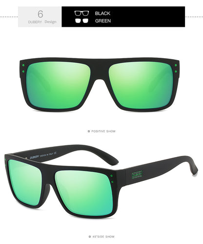 Black Dubery sunglasses with green polarized TAC lenses for outdoor sports and adventure