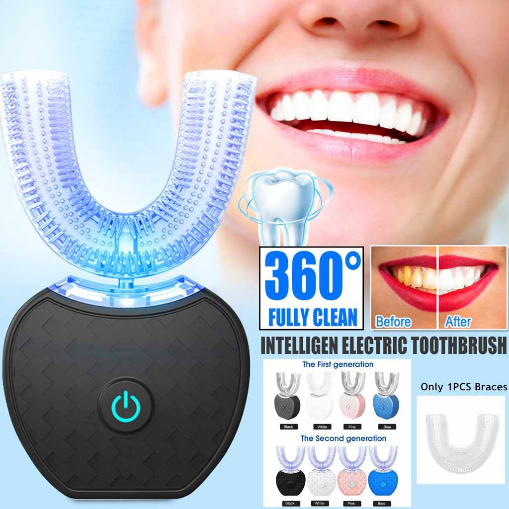 360° fully clean intelligent electric toothbrush with U-shaped brush head and bright smile