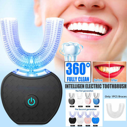 360° fully clean intelligent electric toothbrush with U-shaped brush head and bright smile