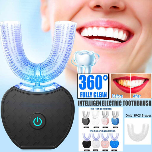 360° fully clean intelligent electric toothbrush with U-shaped brush head and bright smile