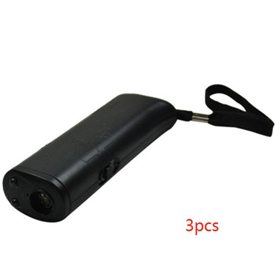 black ultrasonic dog repeller with wrist strap for humane dog training and safe walking