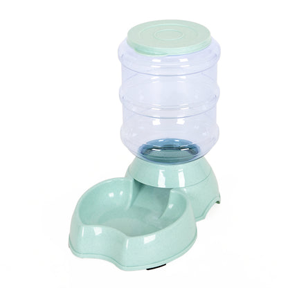 mint green automatic dog water dispenser with transparent water container and bowl