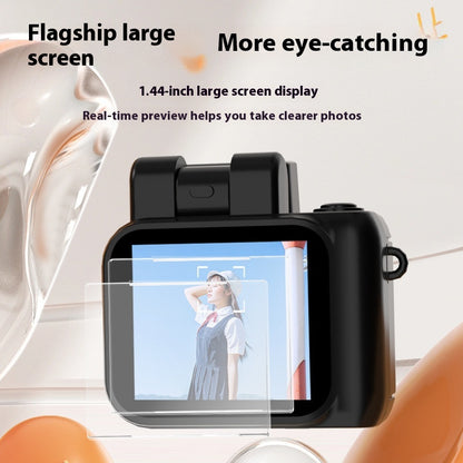 Black Trendoligy retro digital camera for kids with 1.44-inch large screen and real-time preview