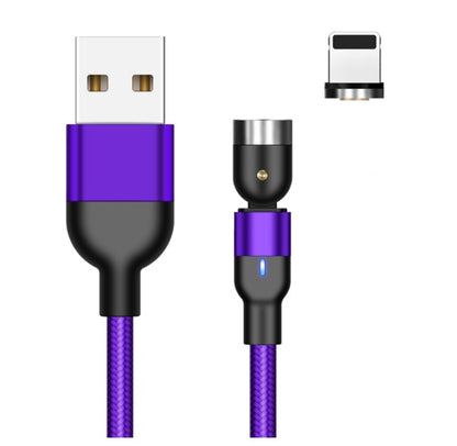 Purple magnetic USB-C charging cable with detachable Apple Lightning connector and LED indicator