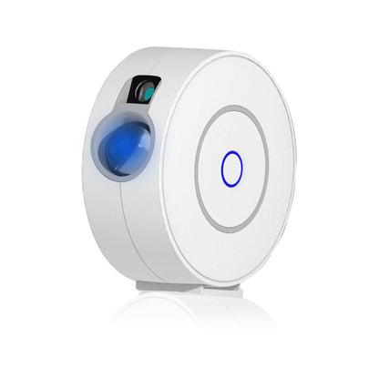 White round smart starry sky projector lamp with blue light and circular control button