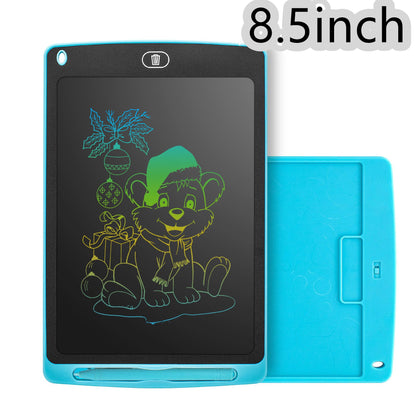 8.5 inch blue LCD writing tablet with colorful Christmas bear drawing and erase button