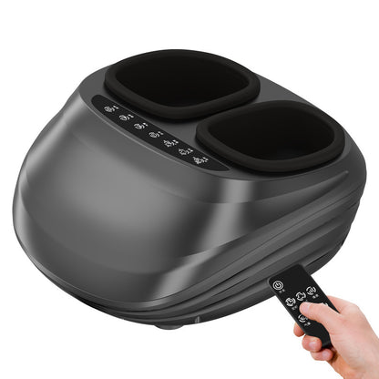 Black 4D heated foot massager with remote control for kneading and soothing foot therapy