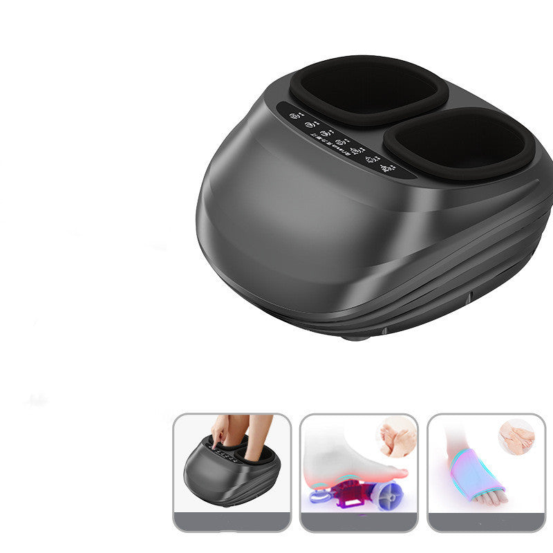 Black 4D heated foot massager with kneading therapy and control panel