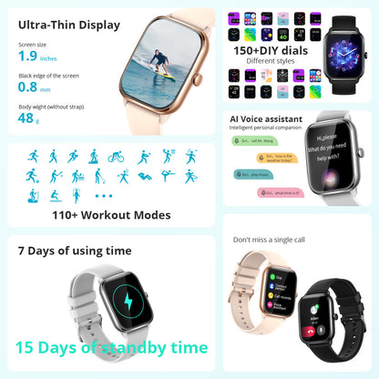 Colmi C61 smartwatch with 1.9-inch display, 150+ customizable dials, AI voice assistant, 110+ workout modes, and 7-day use