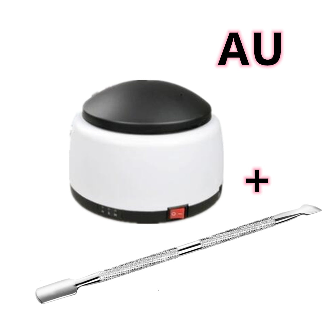 black and white Trendoligy steam gel nail remover machine with metal cuticle pusher