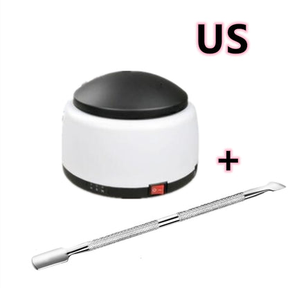 Black and white Trendoligy steam gel nail remover machine with stainless steel cuticle pusher tool