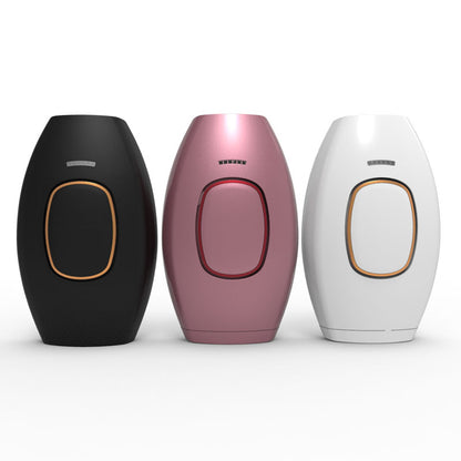 Three Trendoligy IPL hair removal devices in black, pink, and white with sleek design and display panels