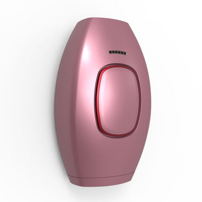sleek pink IPL hair removal device with red button for home use on white background