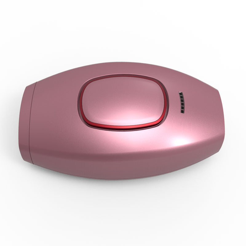 Pink handheld IPL hair removal device with a large button and LED indicator