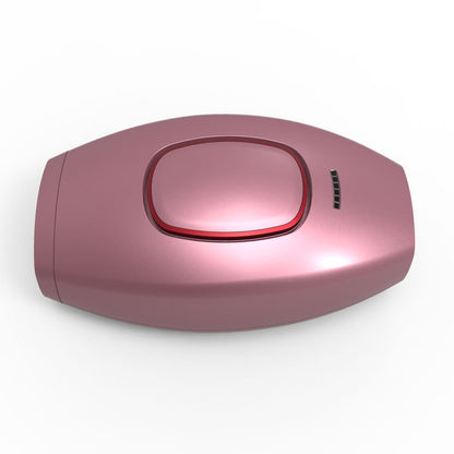 Pink handheld IPL hair removal device with a large button and LED indicator