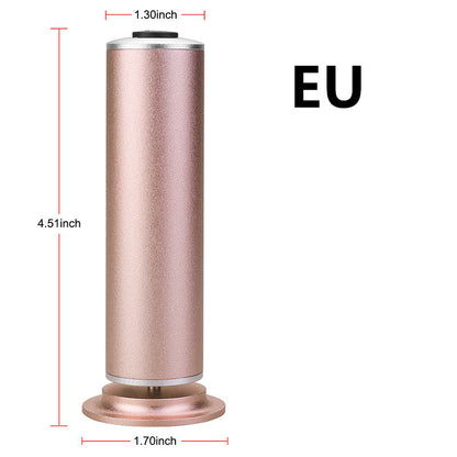 Rose gold rechargeable electric callus remover for foot pedicure with EU plug and dimensions