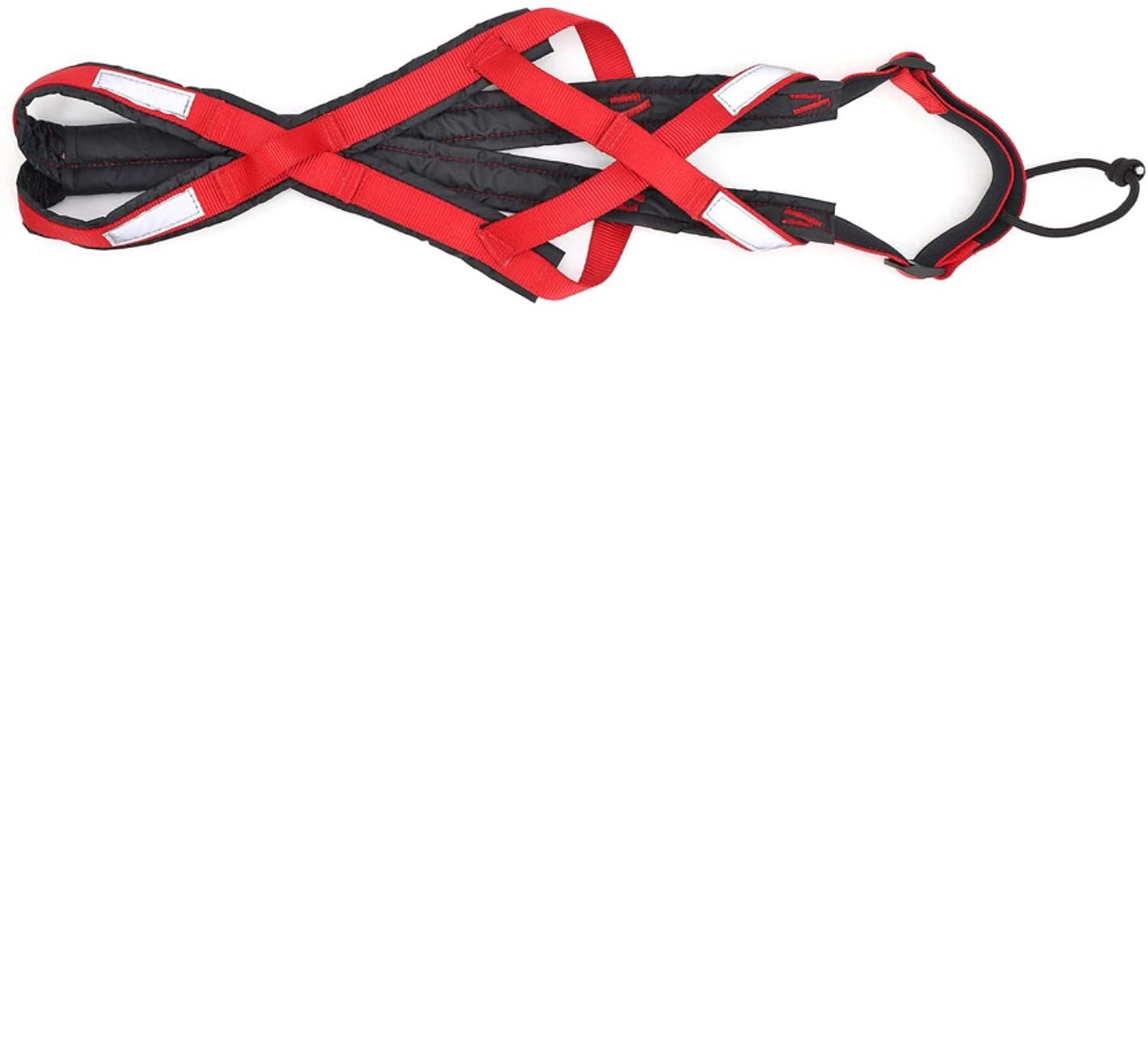 Red and black adjustable dog running harness with reflective strips for active dogs
