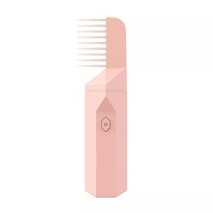 Pink electronic lice comb with a power button on a white background