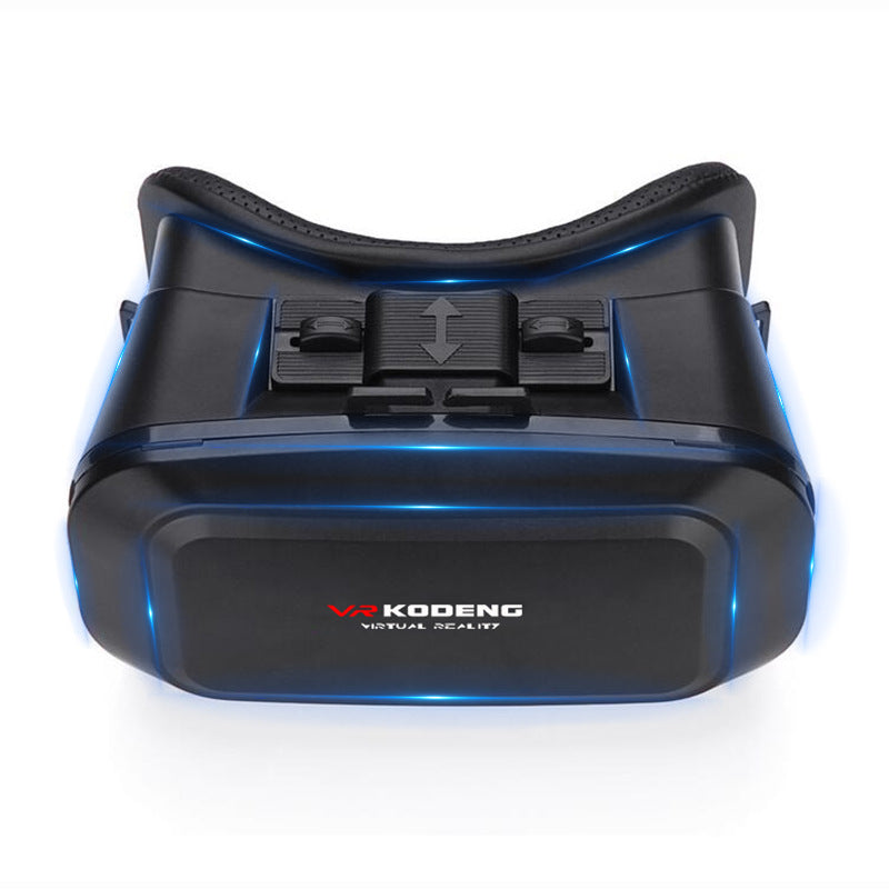 Black VR Kodeng virtual reality headset with adjustable focus dials and padded face cushion