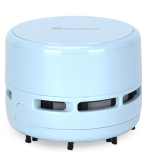 Compact light blue Trendoligy mini electric desktop vacuum cleaner with side vents and bristles