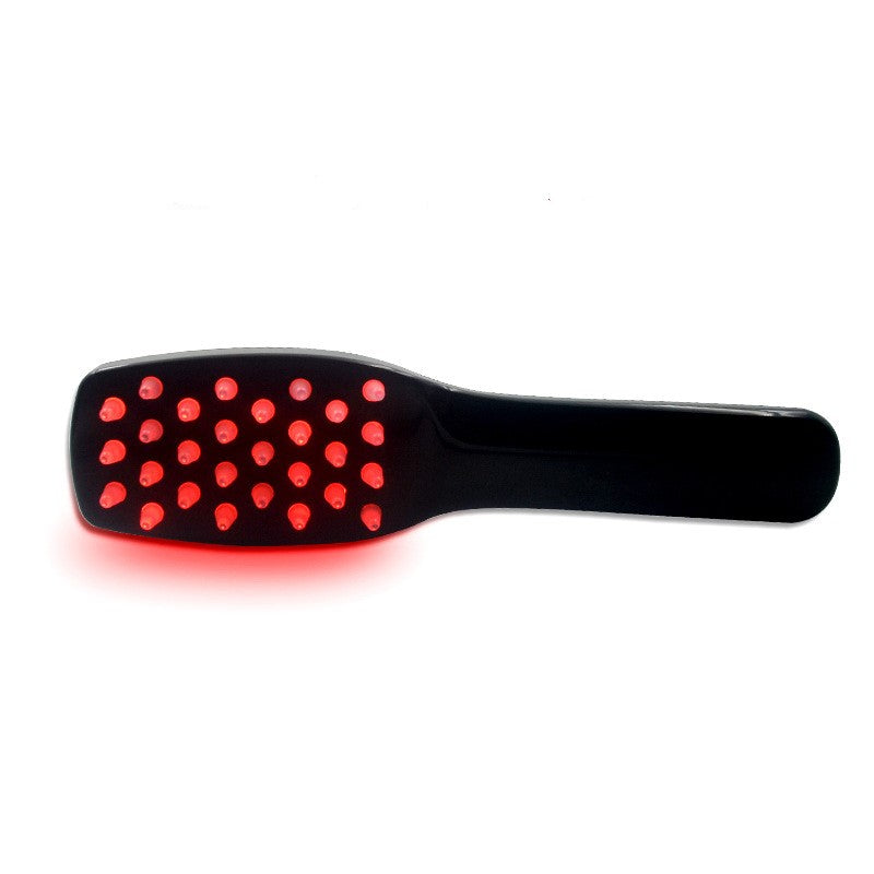 Black phototherapy hair growth comb with red LED lights and vibration scalp massager