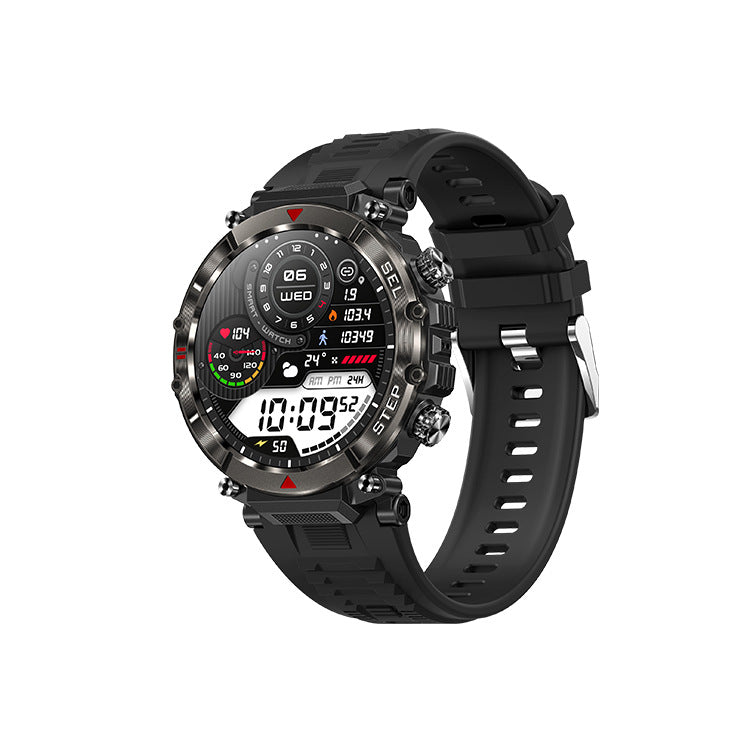 Black Trendoligy smart watch with fitness tracker, Bluetooth calling, step counter, and digital display