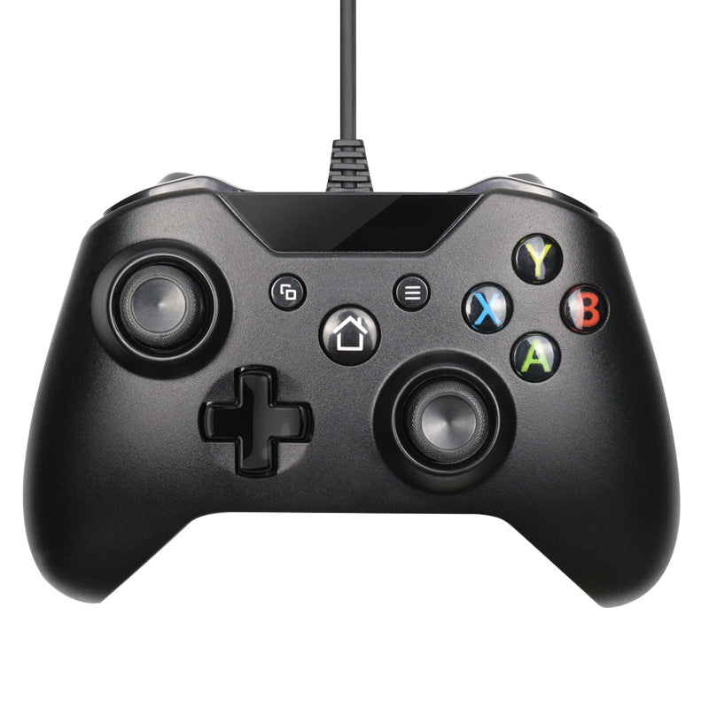 Black wired Xbox One controller gamepad with colorful A B X Y buttons and dual analog sticks