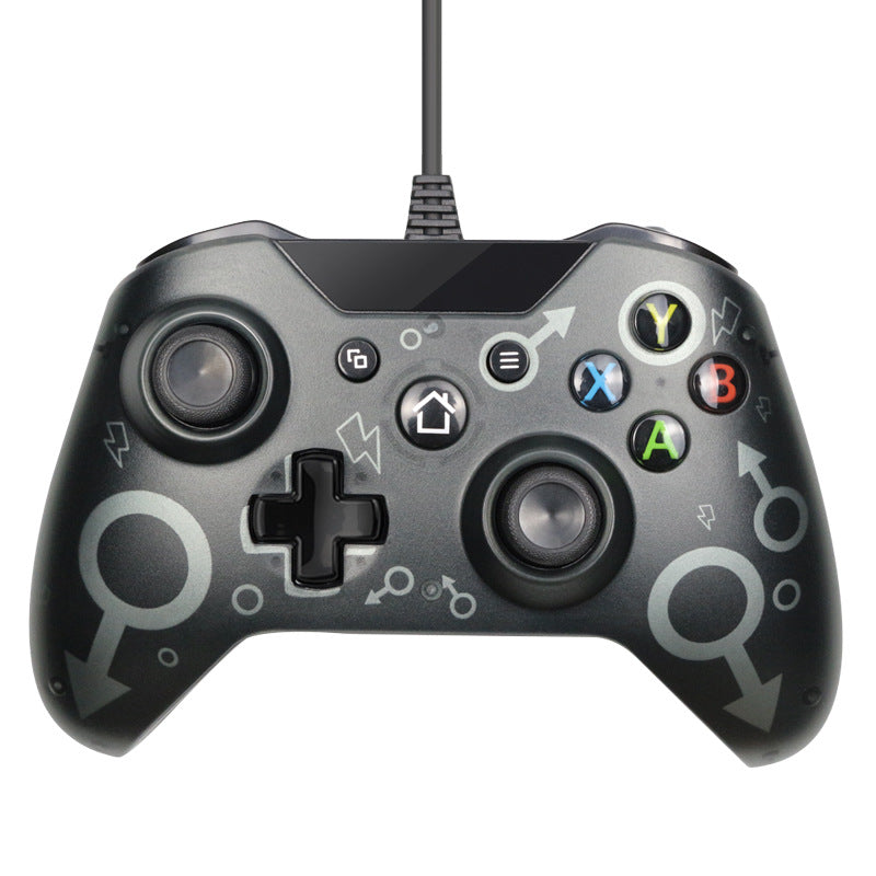 Black Trendoligy wired USB Xbox One controller with colorful A B X Y buttons and gender symbol design