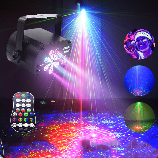 Black voice control LED stage party light with colorful laser beam effects and remote control