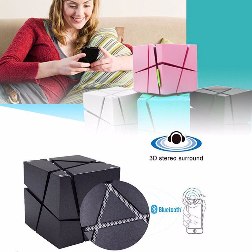 Black Trendoligy cube Bluetooth speaker with 3D stereo surround and wireless control