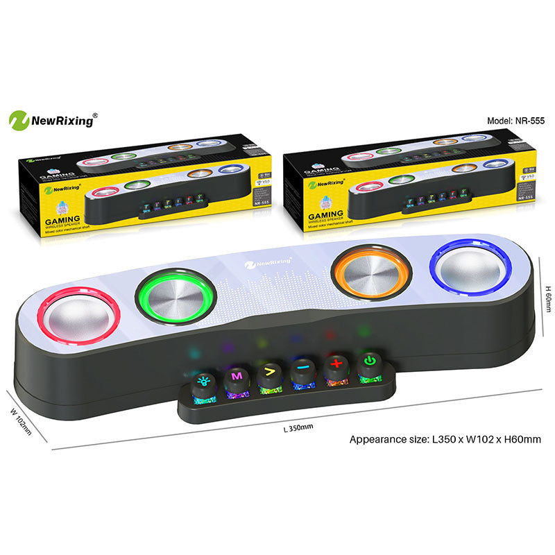 NewRixing NR-555 gaming wireless speaker with multicolor LED rings and light-up control buttons