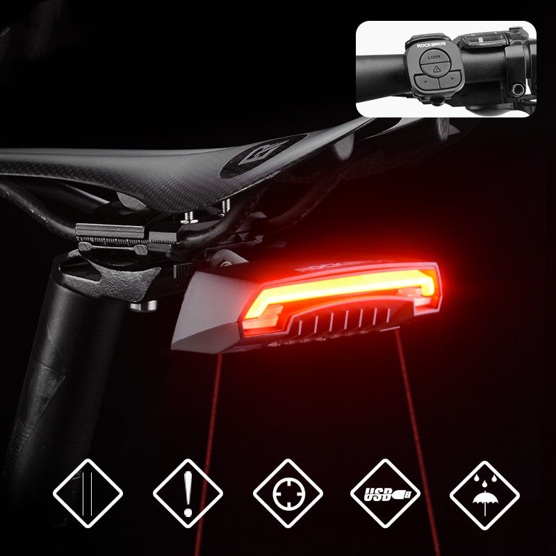 Trendoligy smart bike tail light with red LED and remote control on handlebar, USB rechargeable